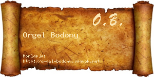 Orgel Bodony névjegykártya